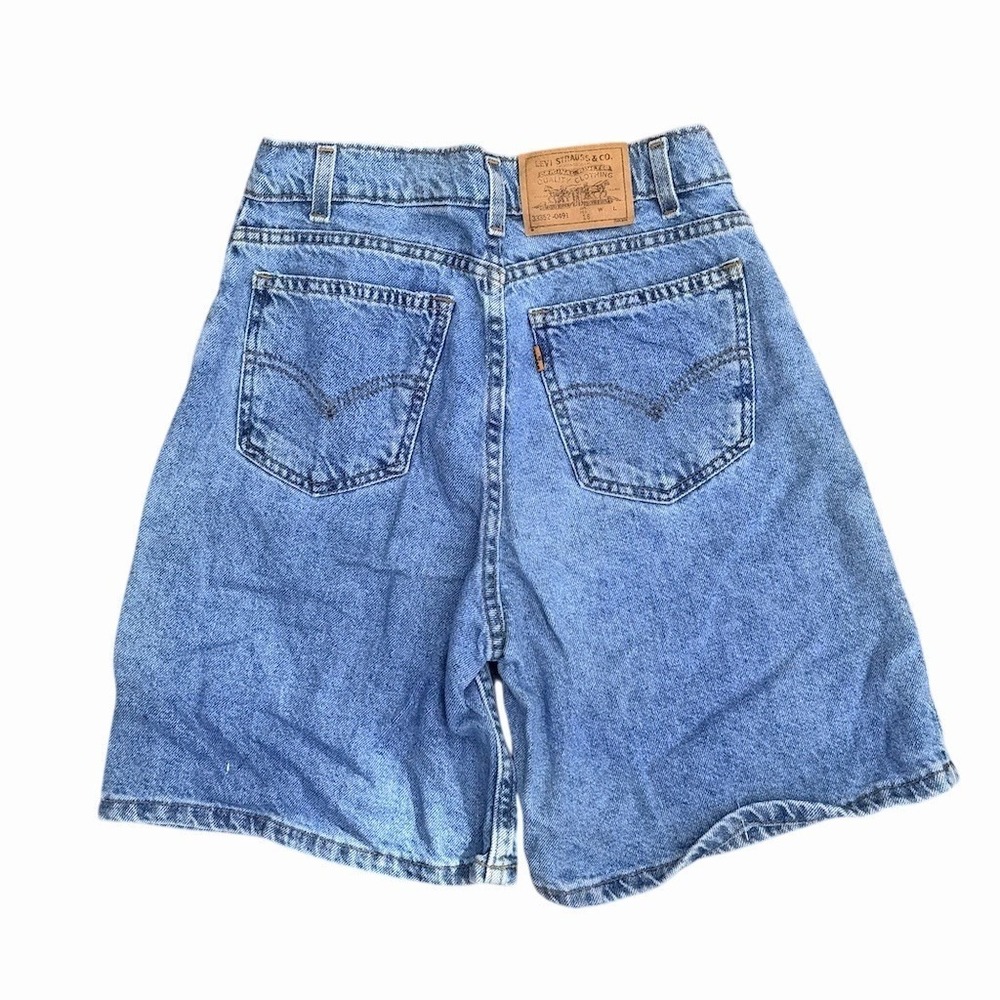Levi's 550 Jean Shorts Womens Size 16 Light Wash Blue Orange Tab Jorts